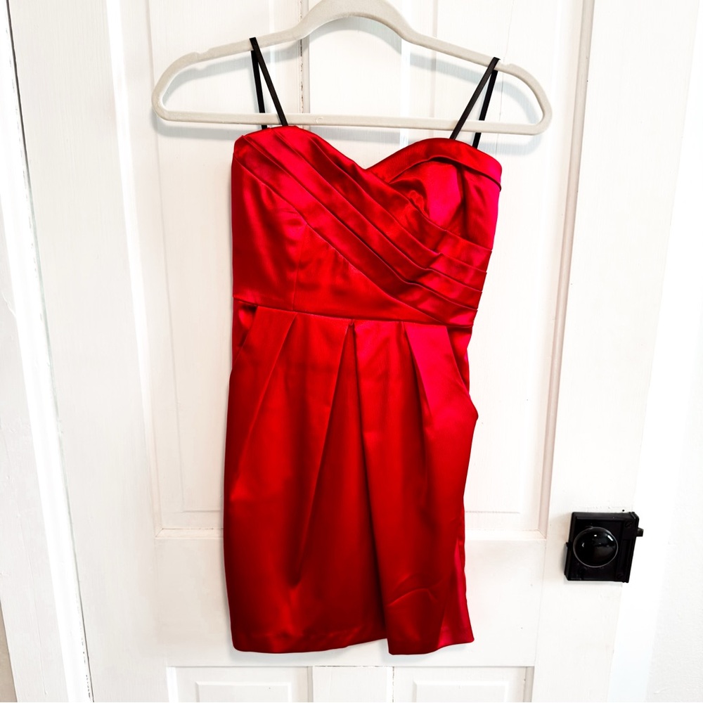 BCX Strapless Elegant Red Satin Dress